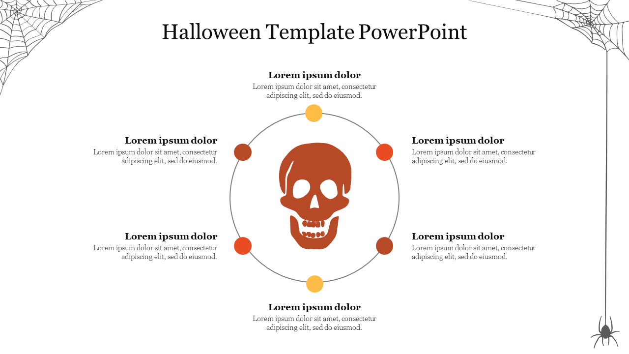 Fearful Halloween Template PowerPoint Slide With Skeleton